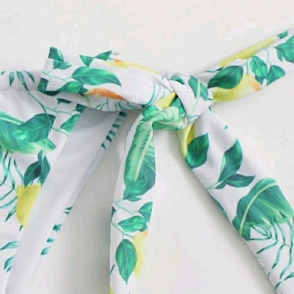 XL Lemon Print Tie Side Bikini Bottoms Shein - Picture 3 of 4